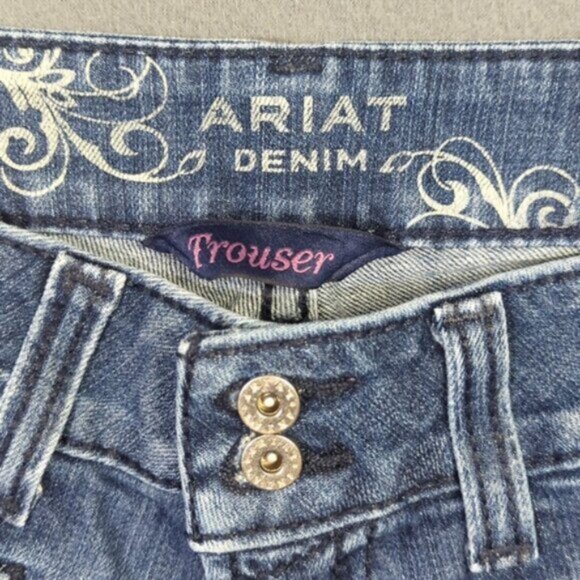 Ariat Jeans Women's 26R Blue Trouser Mid Rise Stretch Outseam Ella Wide Leg - Picture 10 of 13